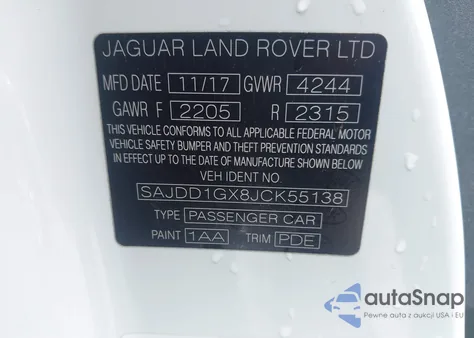 2018 Jaguar F-Type 296Hp из США, поврежденный, VIN SAJDD1GX8JCK55138